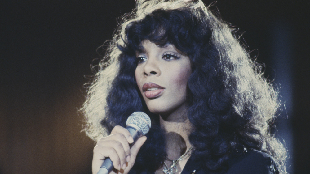 Donna Summer with microphone