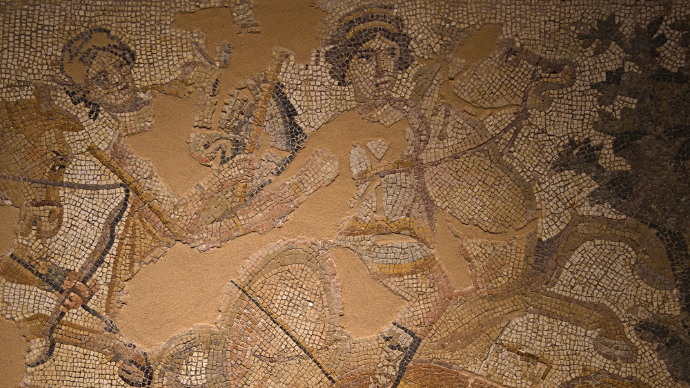 mosaic of amazon on horseback