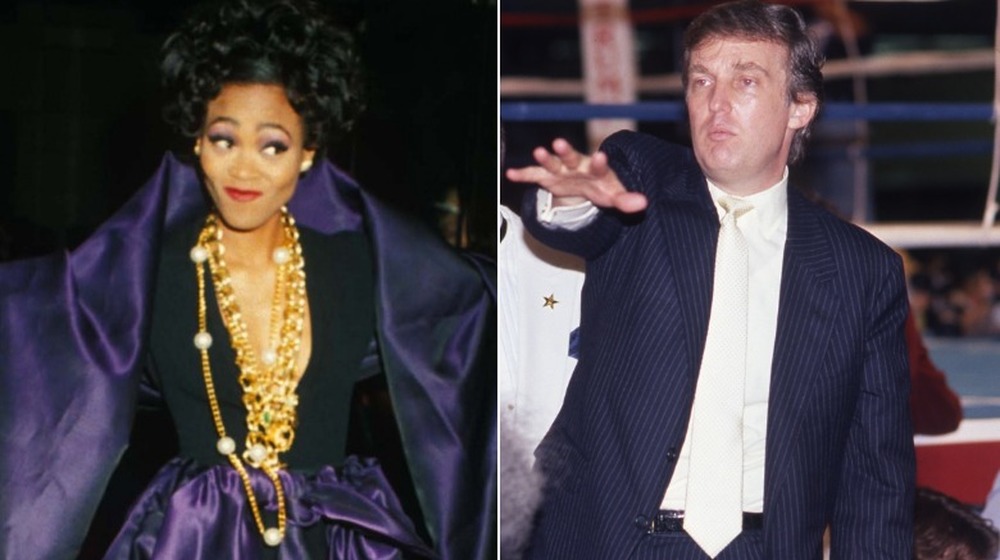 Robin Givens and Donald Trump standing