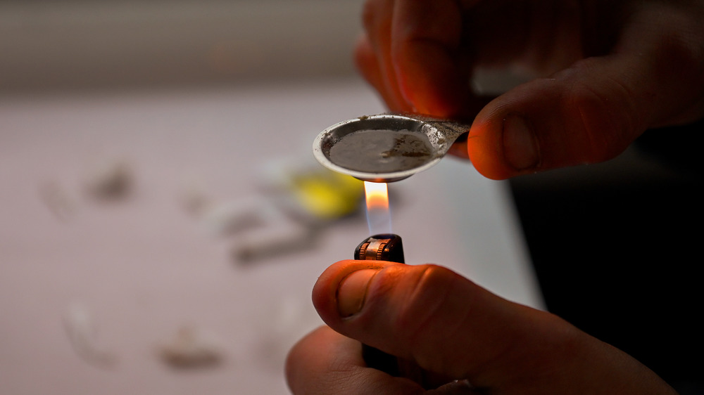 Heating heroin in a spoon