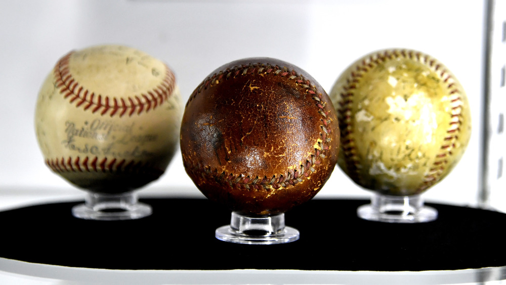 Historic baseballs on display