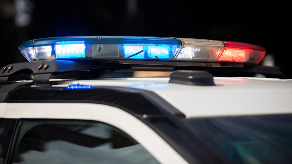 Police car with red and blue lights