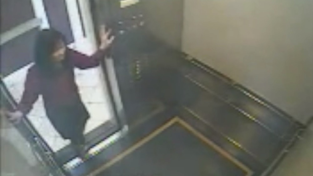 Elisa Lam in the Cecil Hotel's elevator shortly before her disappearance