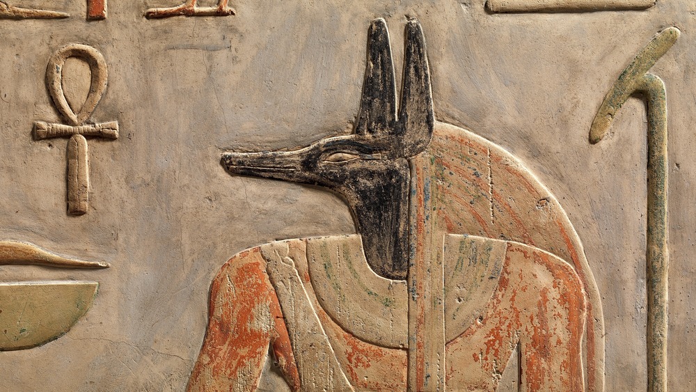 Carving of ancient Egyptian god Anubis