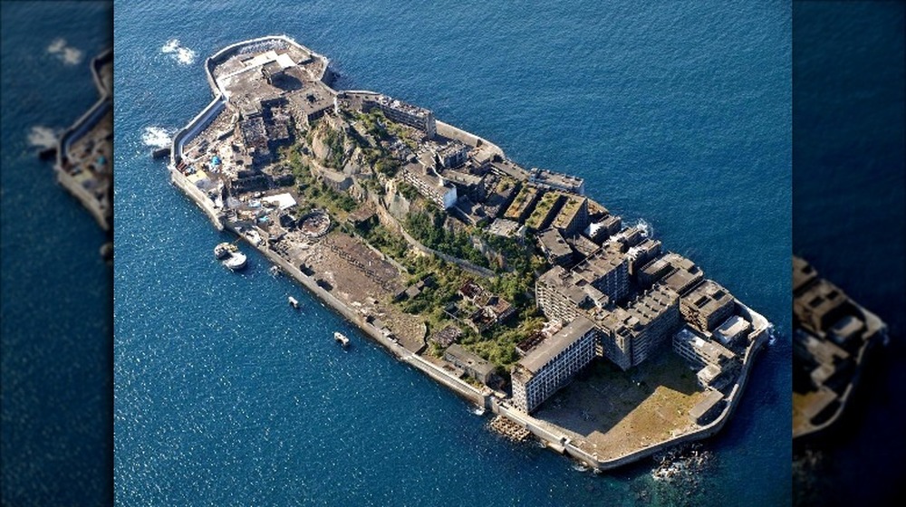 aerial view of Hashima Island