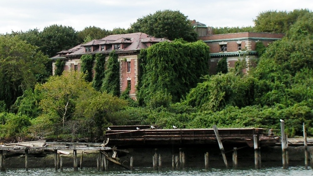 dilapidated facade of Riverside Hospital, North Brother Island