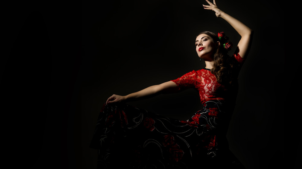 Spanish flamenco dancer dancing