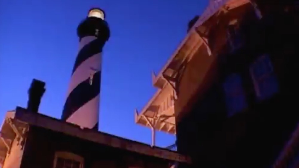 Lit tower of St. Augustine lighthouse 