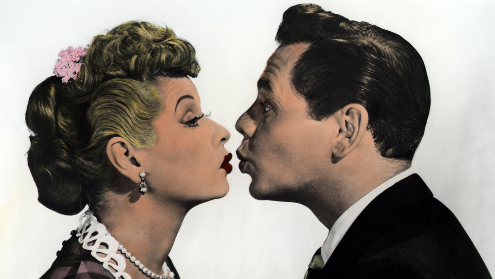 Lucy and Desi almost kissing