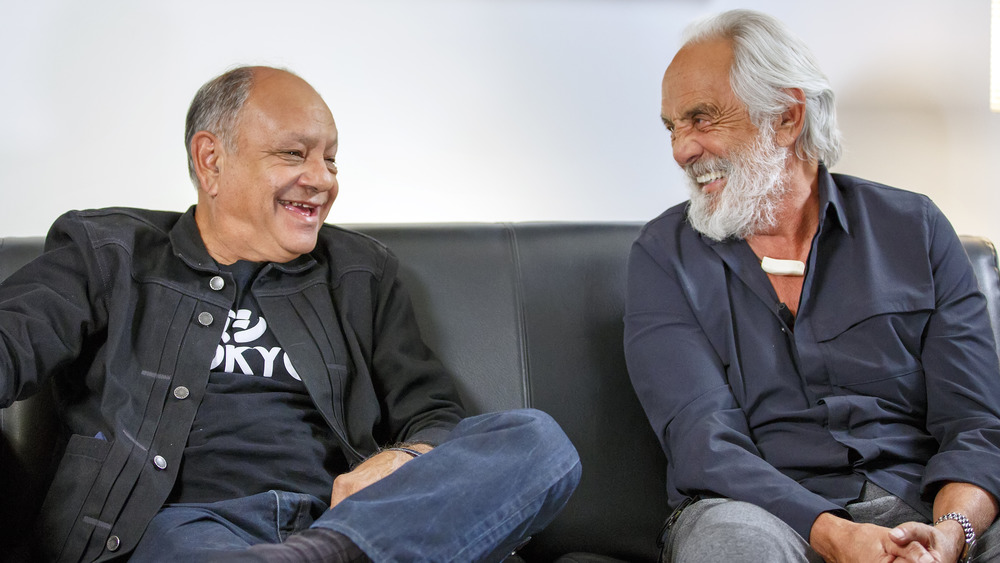Comedians Cheech and Chong laughing