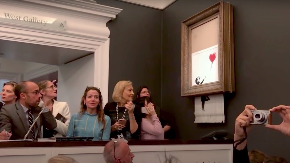Banksy's painting shredding at Sotheby's