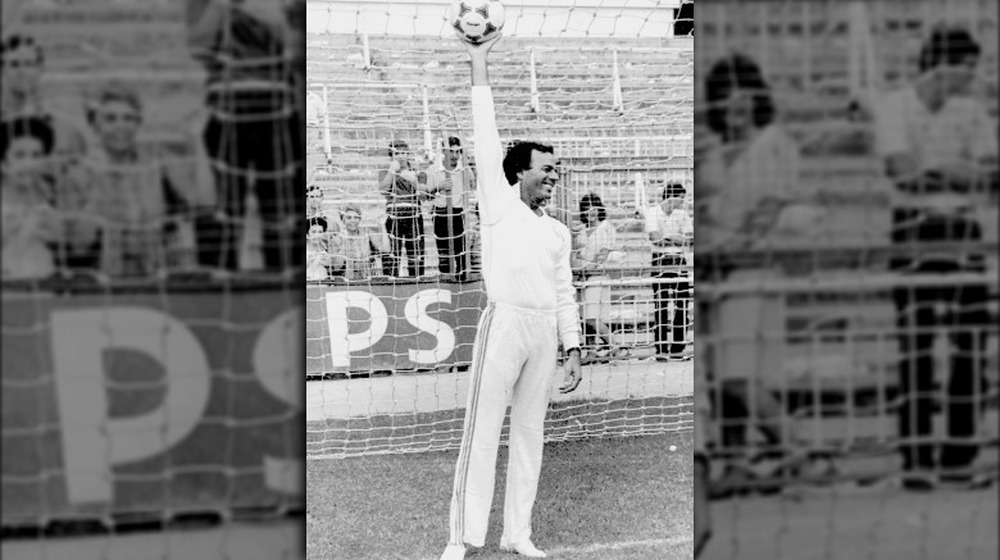 Julio Iglesias with soccer ball