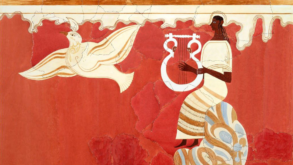 Lyre Player and Bird Fresco from the Throne Room of Nestor's palace in Pylos