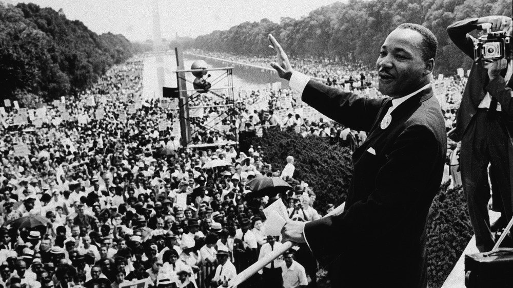 Dr. Martin Luther King Jr. addresses a crowd at the March on Washington