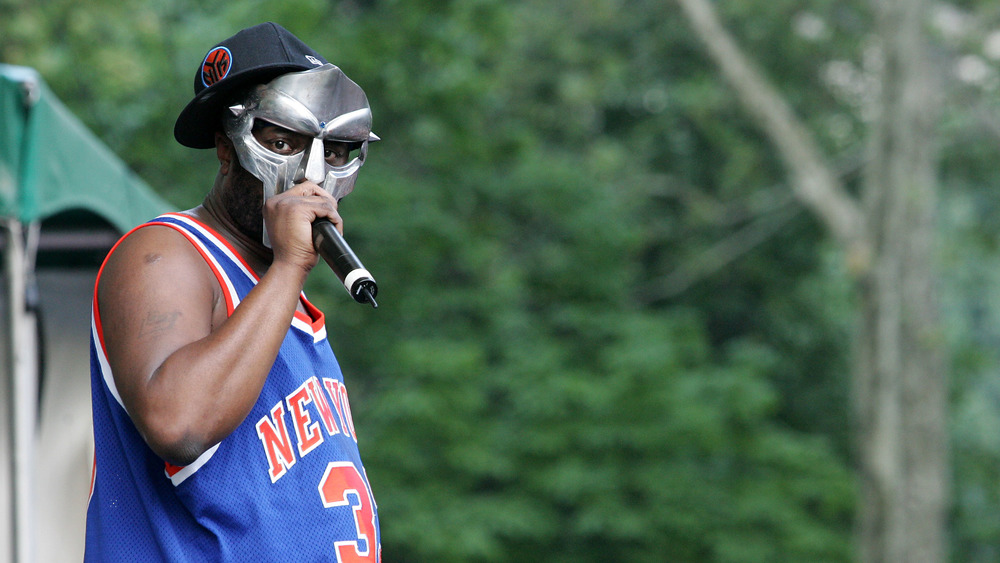 MF Doom performing outdoors