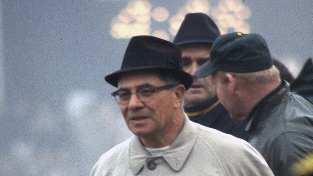 Vince Lombardi wearing hat