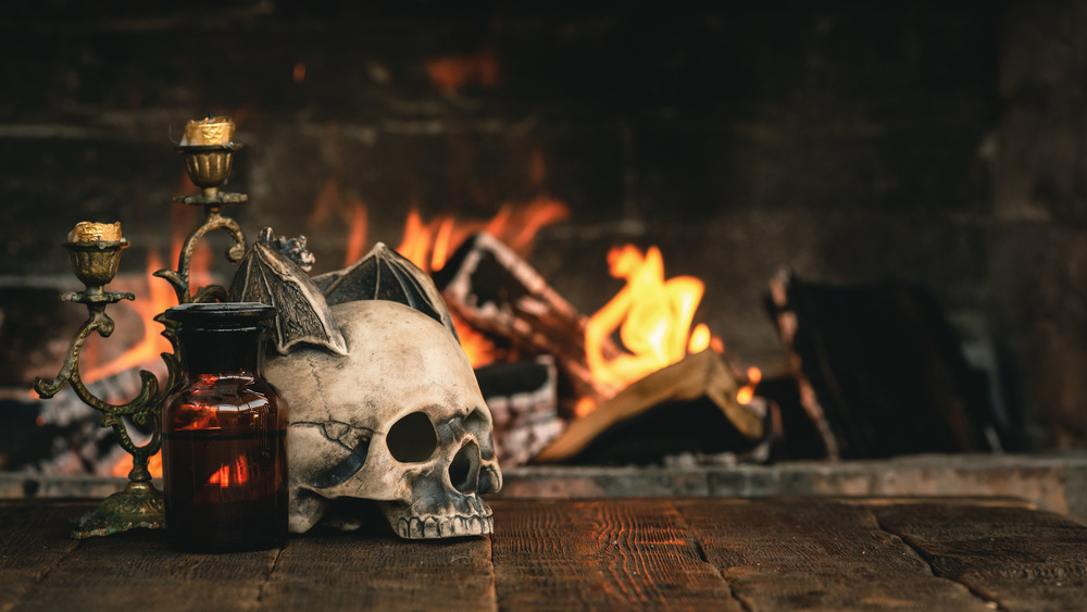 Skull and ominous bottle