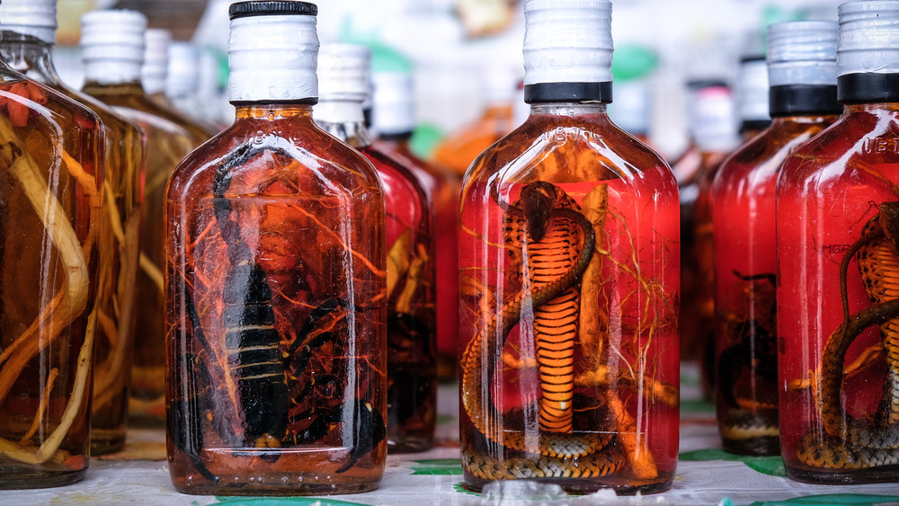 bottles of cobra wine ready for sale