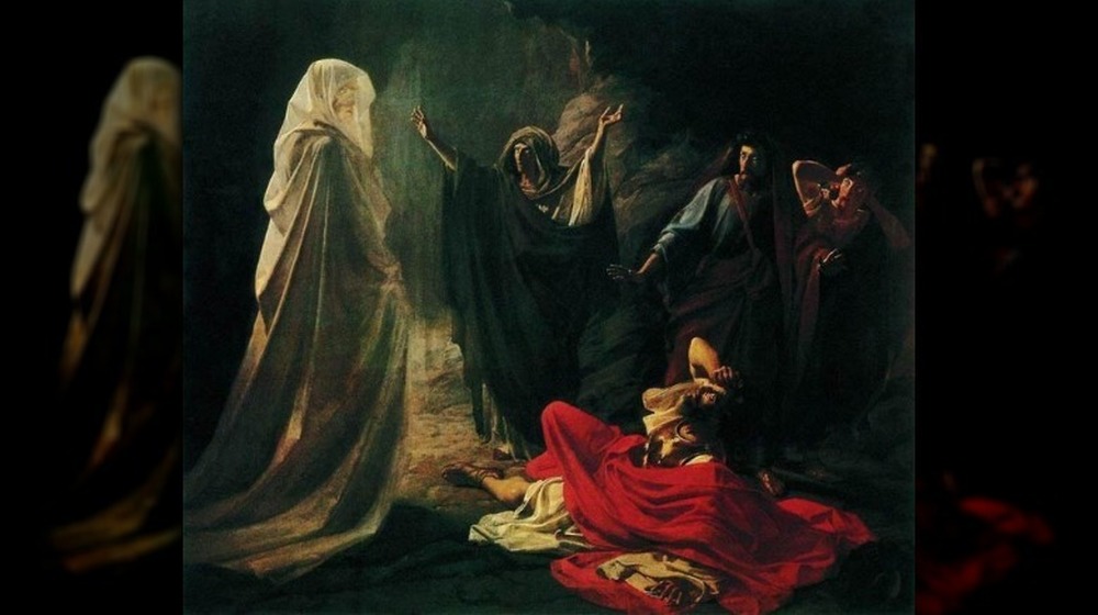 painting of Witch of Endor, draped in robes