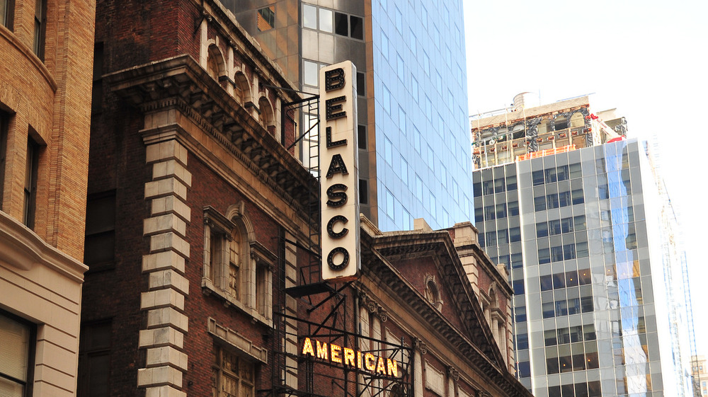 Belasco Theatre sign on Broadway