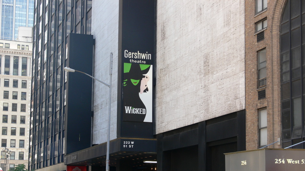 Gershwin Theatre on Broadway with Wicked show sign