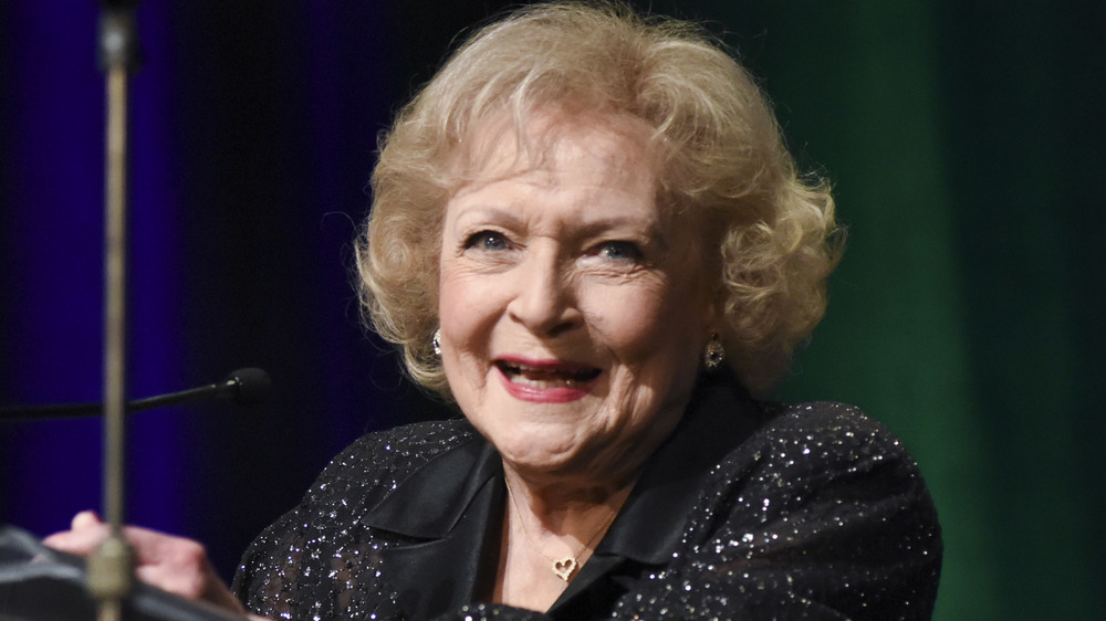 Betty White speaking at podium