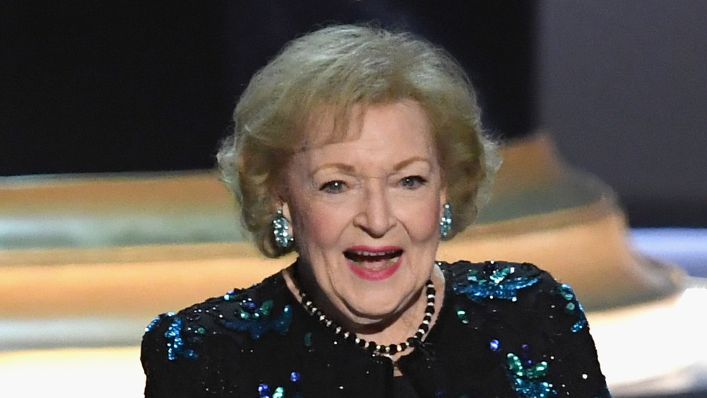 Betty White speaking at the 2018 Emmy Awards