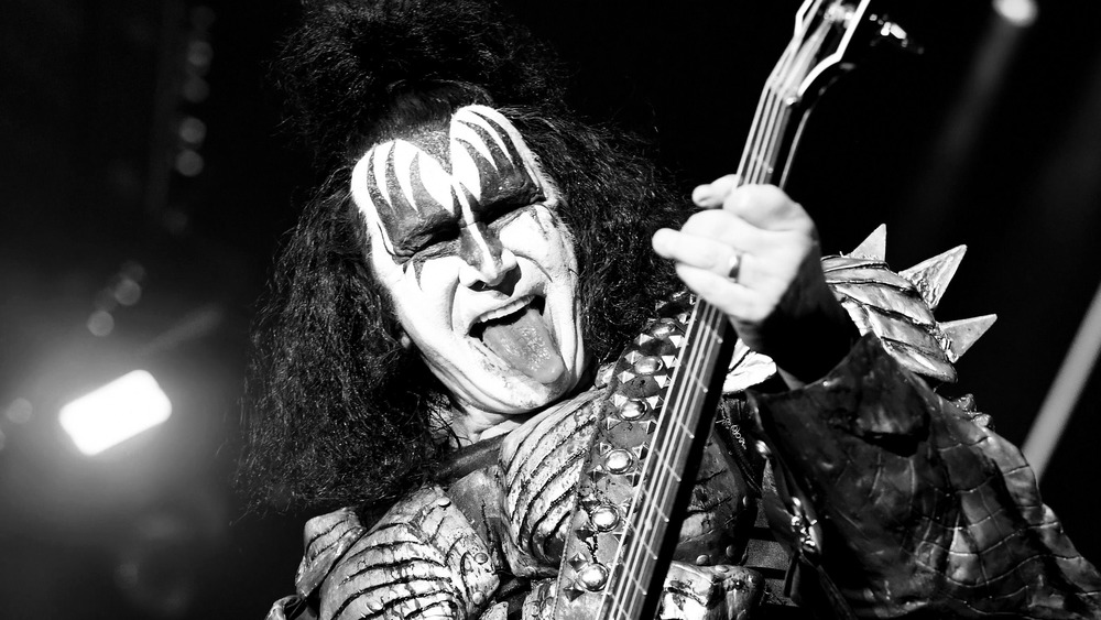 Gene Simmons sticking out tongue