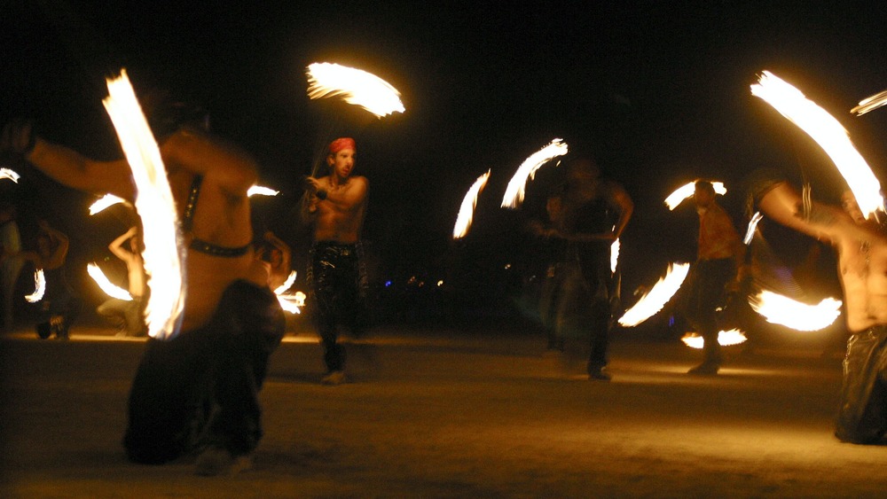 fire twirlers at Burning Man