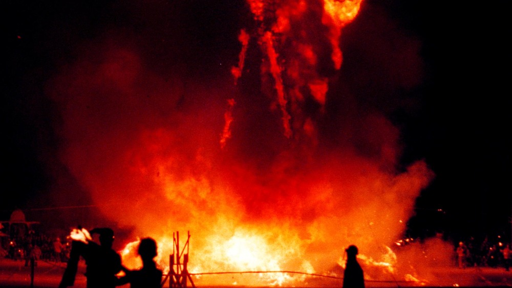 a huge bonfire at the festival 