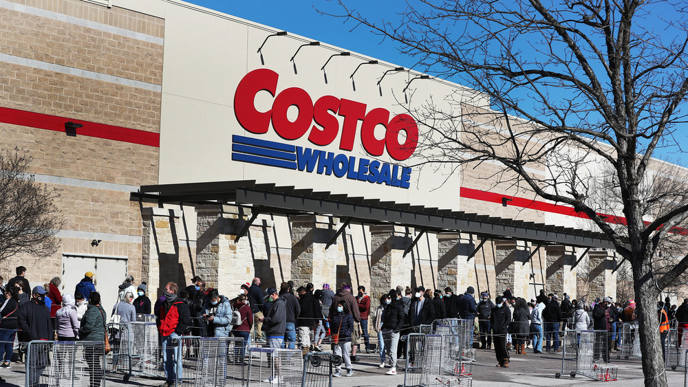 Shoppers in front of Costco 