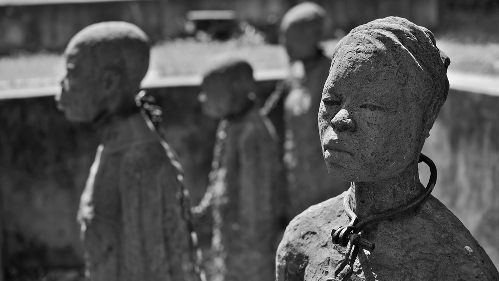 Statues at the Slave Chambers Memorial in Tanzania