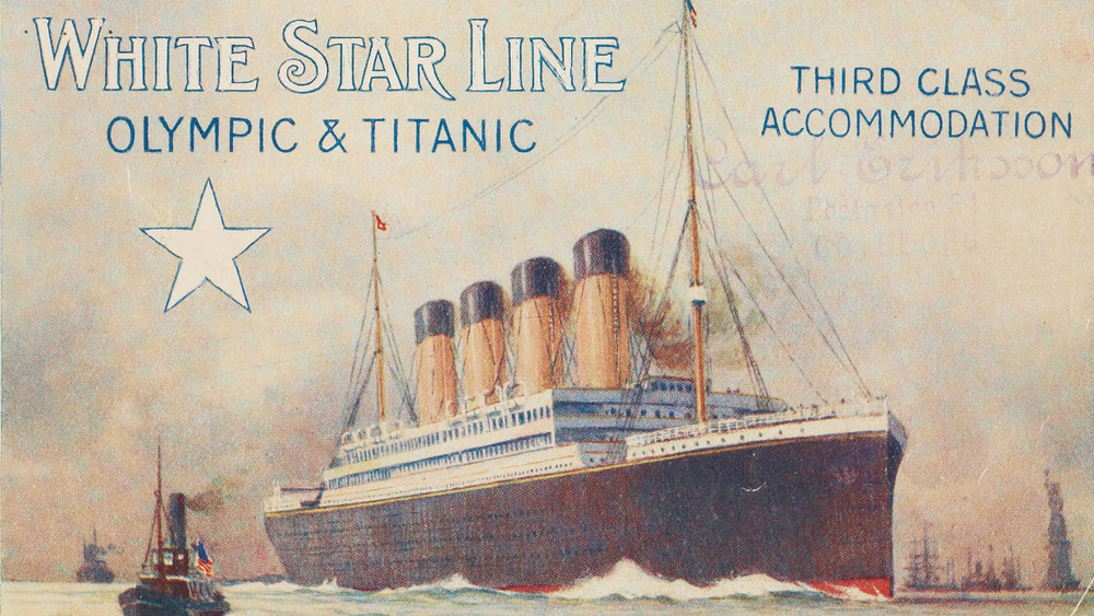 Titanic advertisement showing ship in water