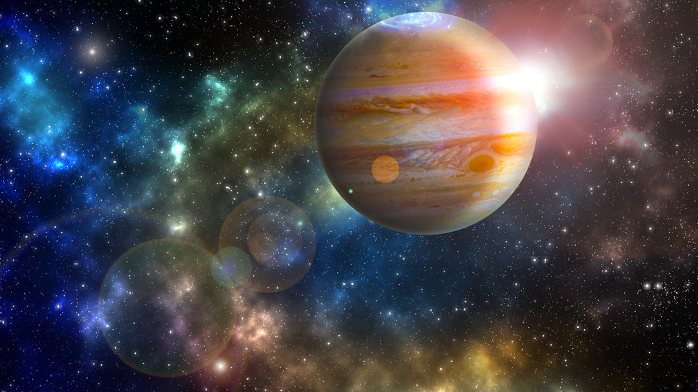 Jupiter surrounded by a spacescape 