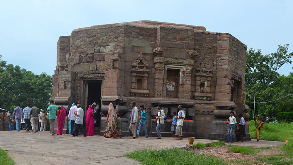 Mundeshwari Temple with people lined up outside