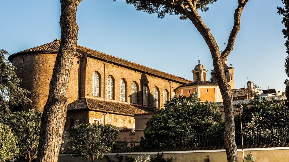 The Basilica of Saint Sabina with trees in front
