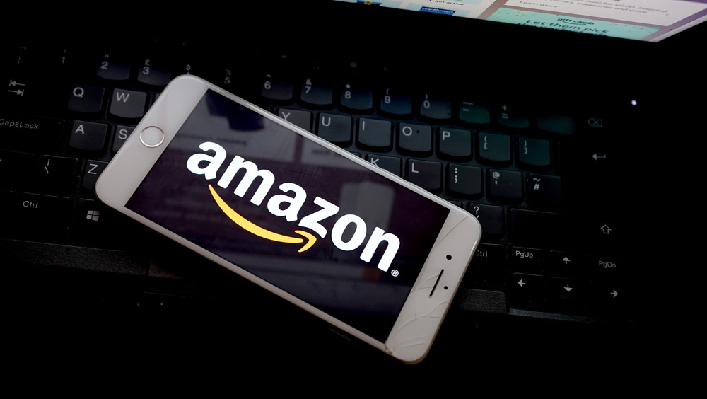 mobile phone bearing Amazon's logo