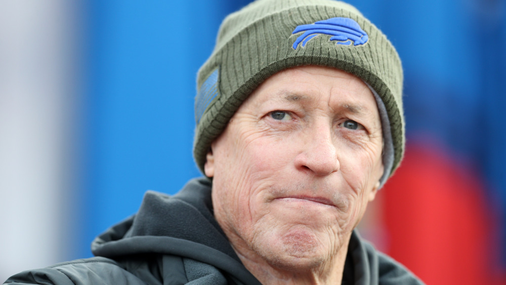 Jim Kelly wearing a beanie