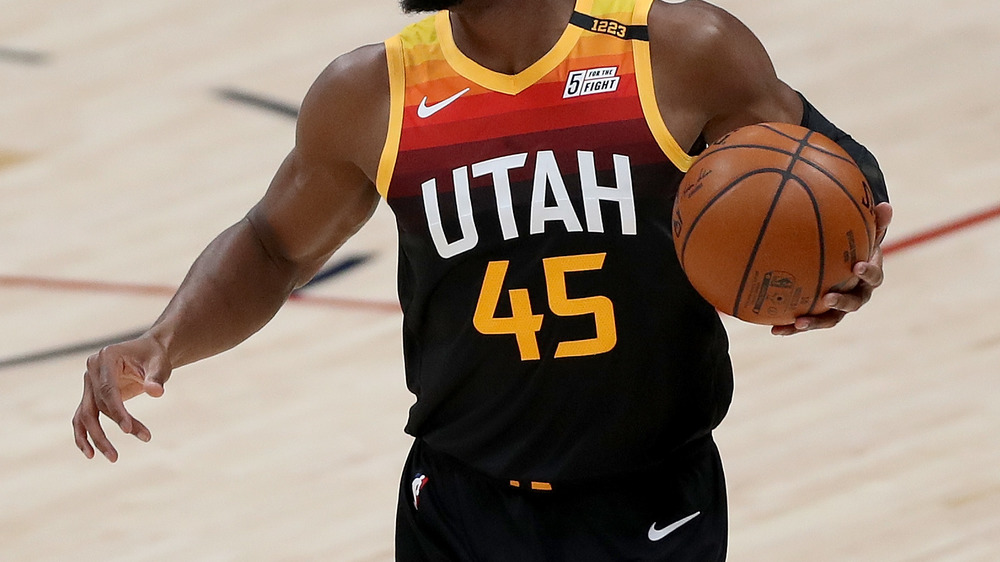 Donovan Mitchell's jersey showing his number