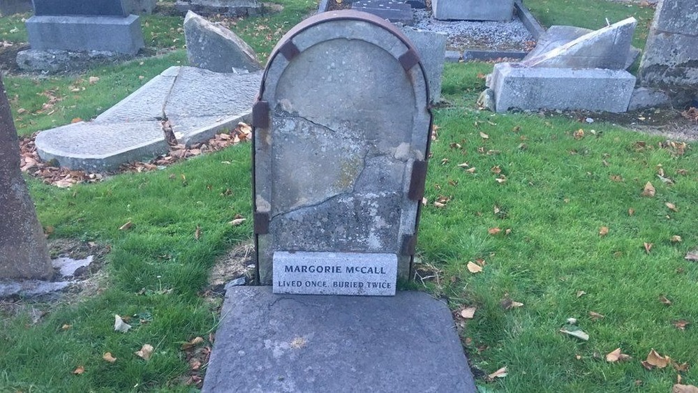 Margorie McCall's grave on green grass