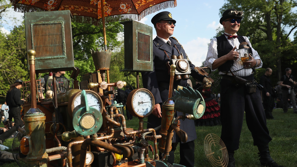 Two with steampunk contraption