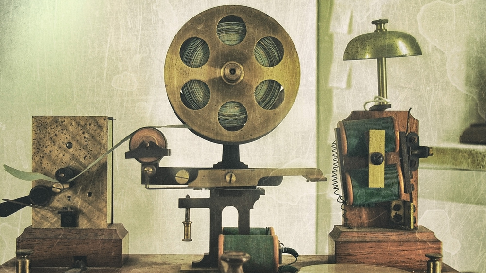 Old brass telegraph machine