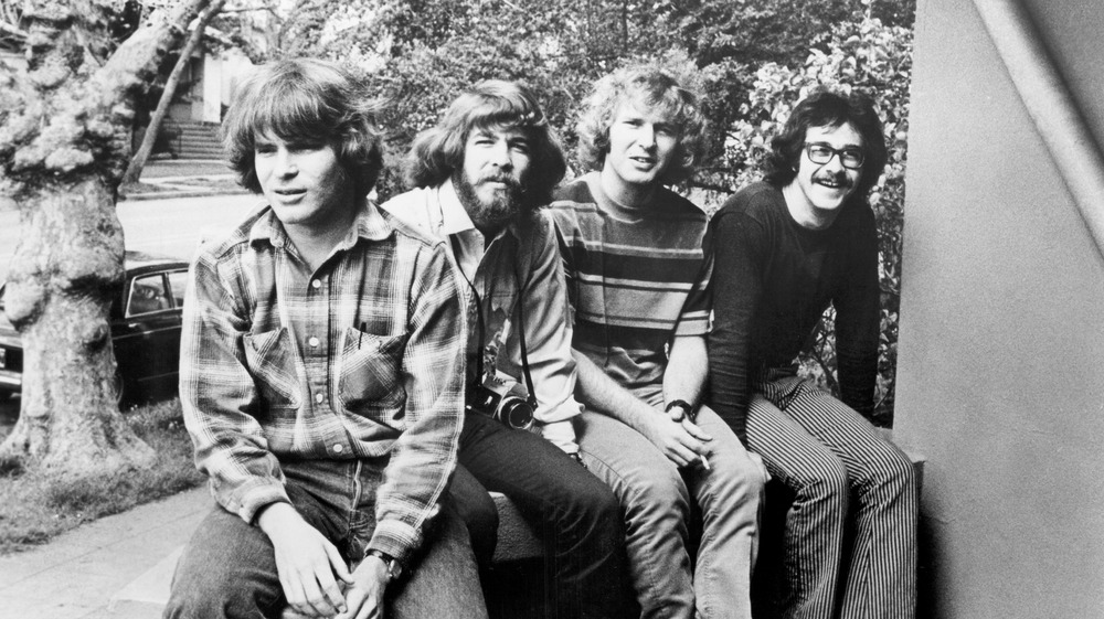 Creedence Clearwater Revival sitting on a porch in 1970