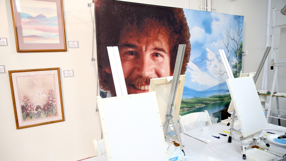 Painting of Bob Ross at art show