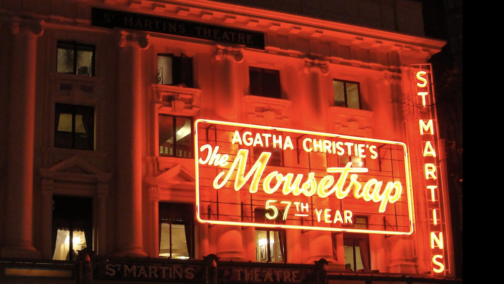 The Mousetrap marquee lit up