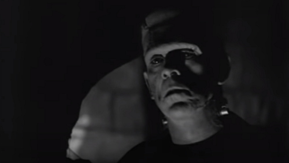 Boris Karloff as the monster looking serious