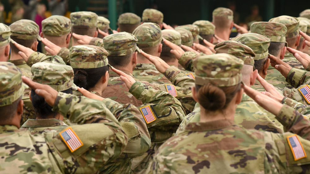 U.S. soldiers giving salute