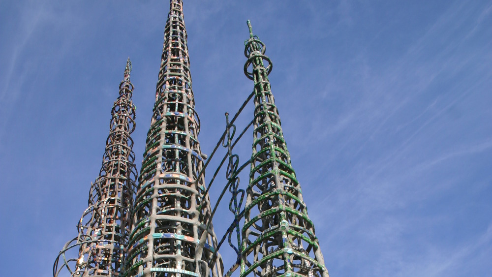 The Watts towers under blue sky