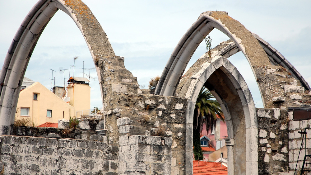 ruins of church destroyed in 1755 Lisbon earthquake