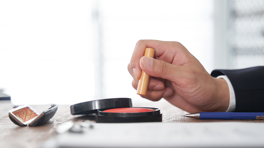 Japanese businessman's hanko for document